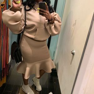 Scuba material Hoodie and Skirt set